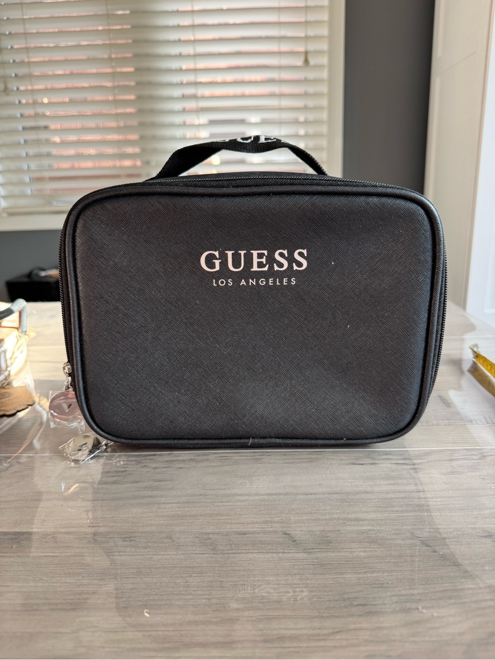 GUESS Los Angeles Black Cosmetic & Toiletry Case with Top Handle